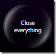 Surface button displaying "Close everything" (English) as caption.