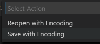 Save the file with reencoding dialog in Visual Studio Code