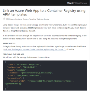 Link an Azure Web App to a Container Registry using ARM templates